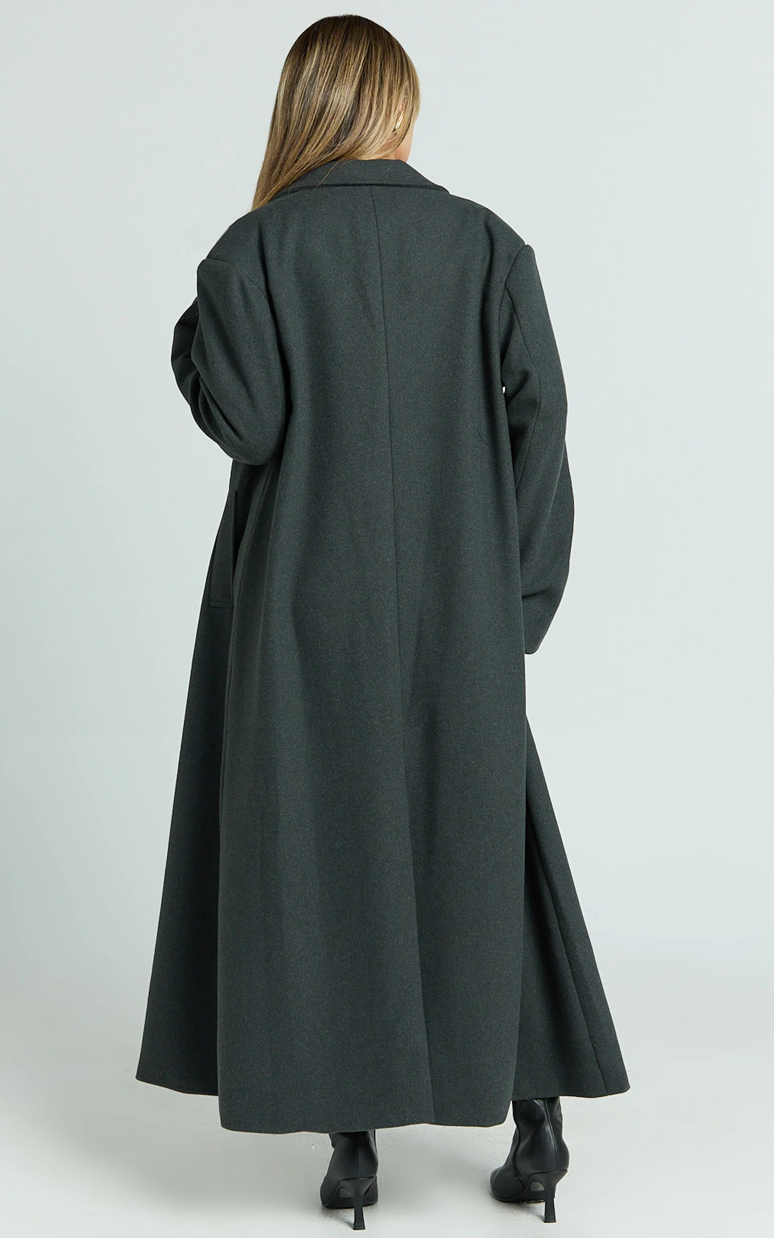 Silvena Coat - Oversized Longline Tailored Coat in Slate Grey