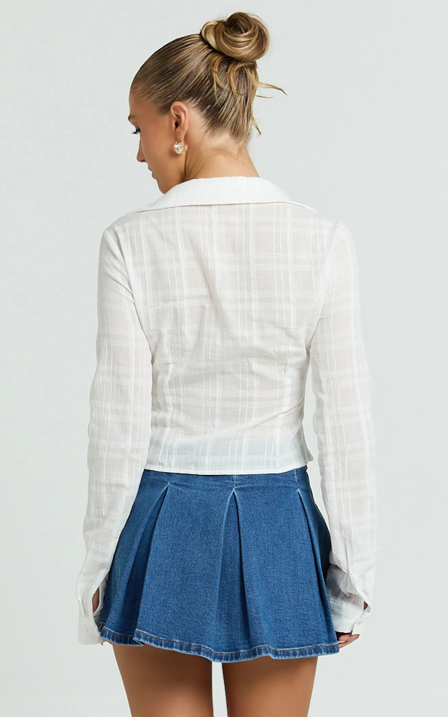 Dahlia Top - Long Sleeve Fitted Shirt in White