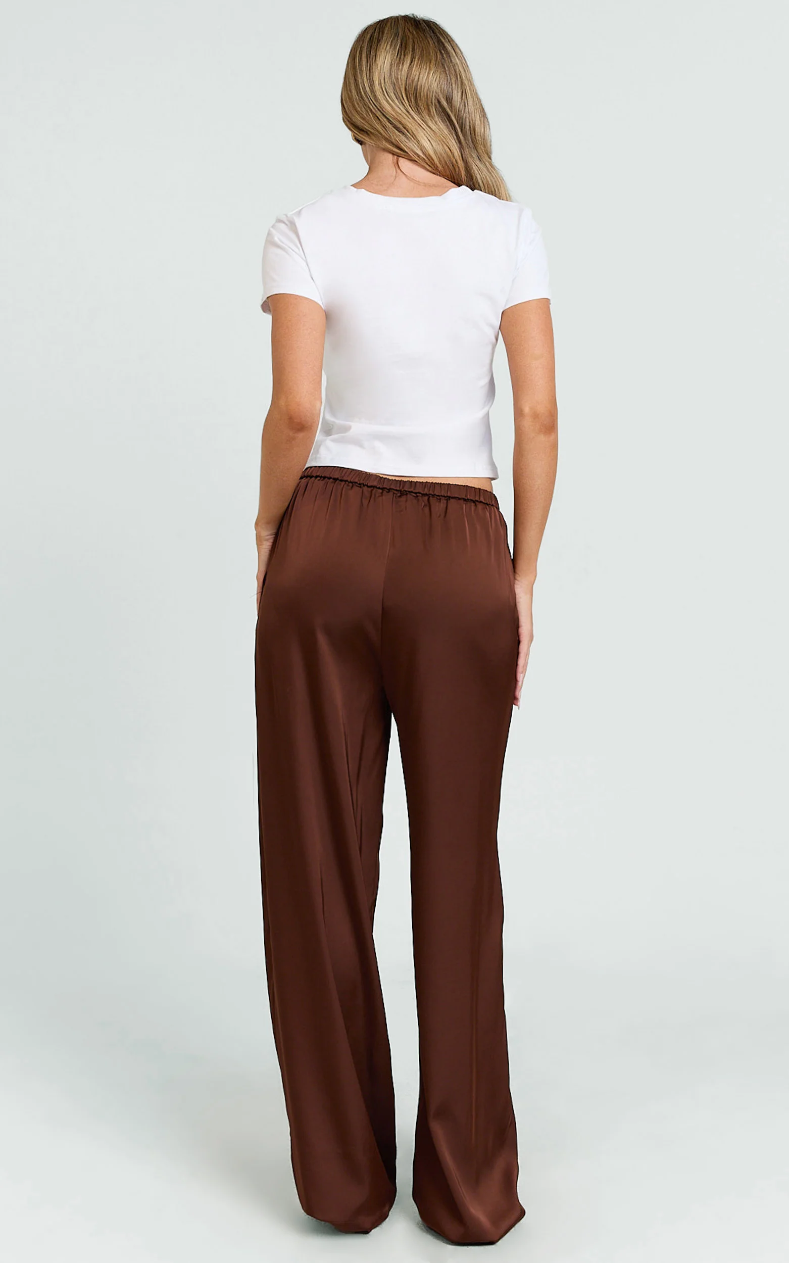 Gloria Pants - Low Rise Straight Leg Pants in Chocolate