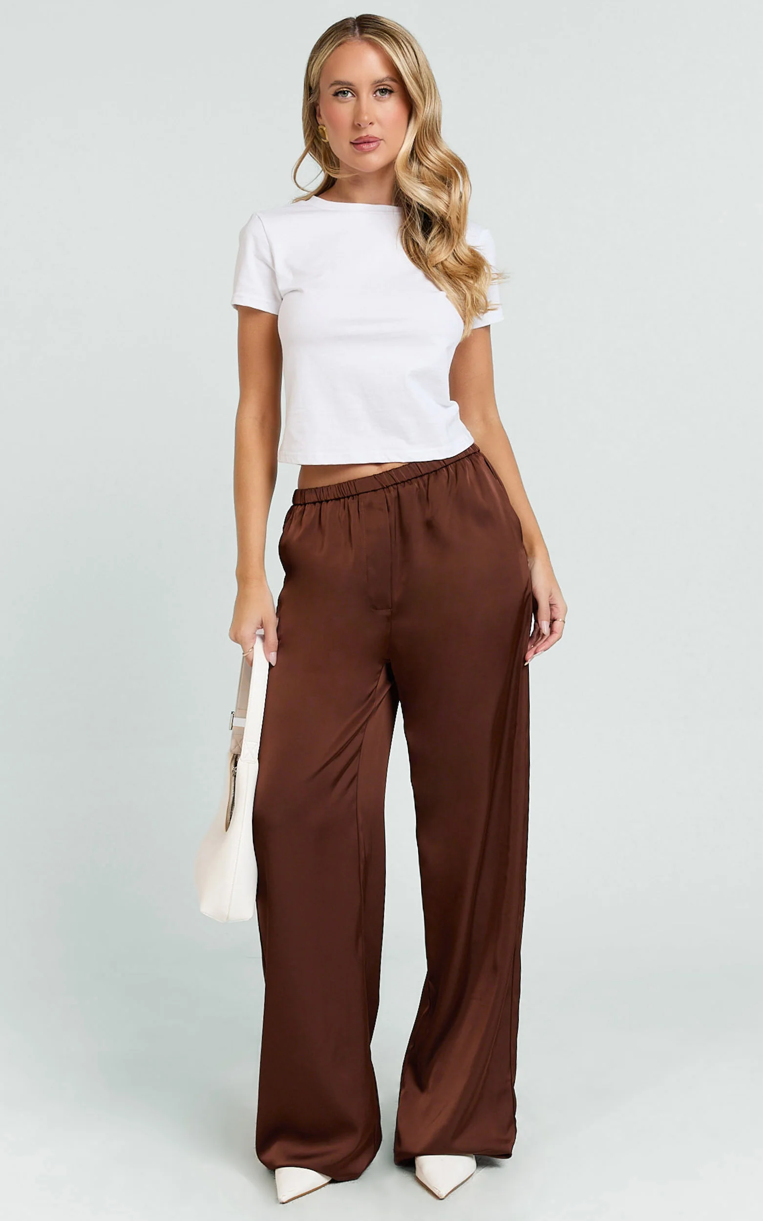 Gloria Pants - Low Rise Straight Leg Pants in Chocolate