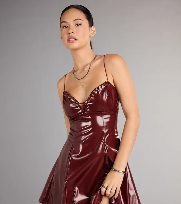 Red Hot Lace-Up Skater Dress