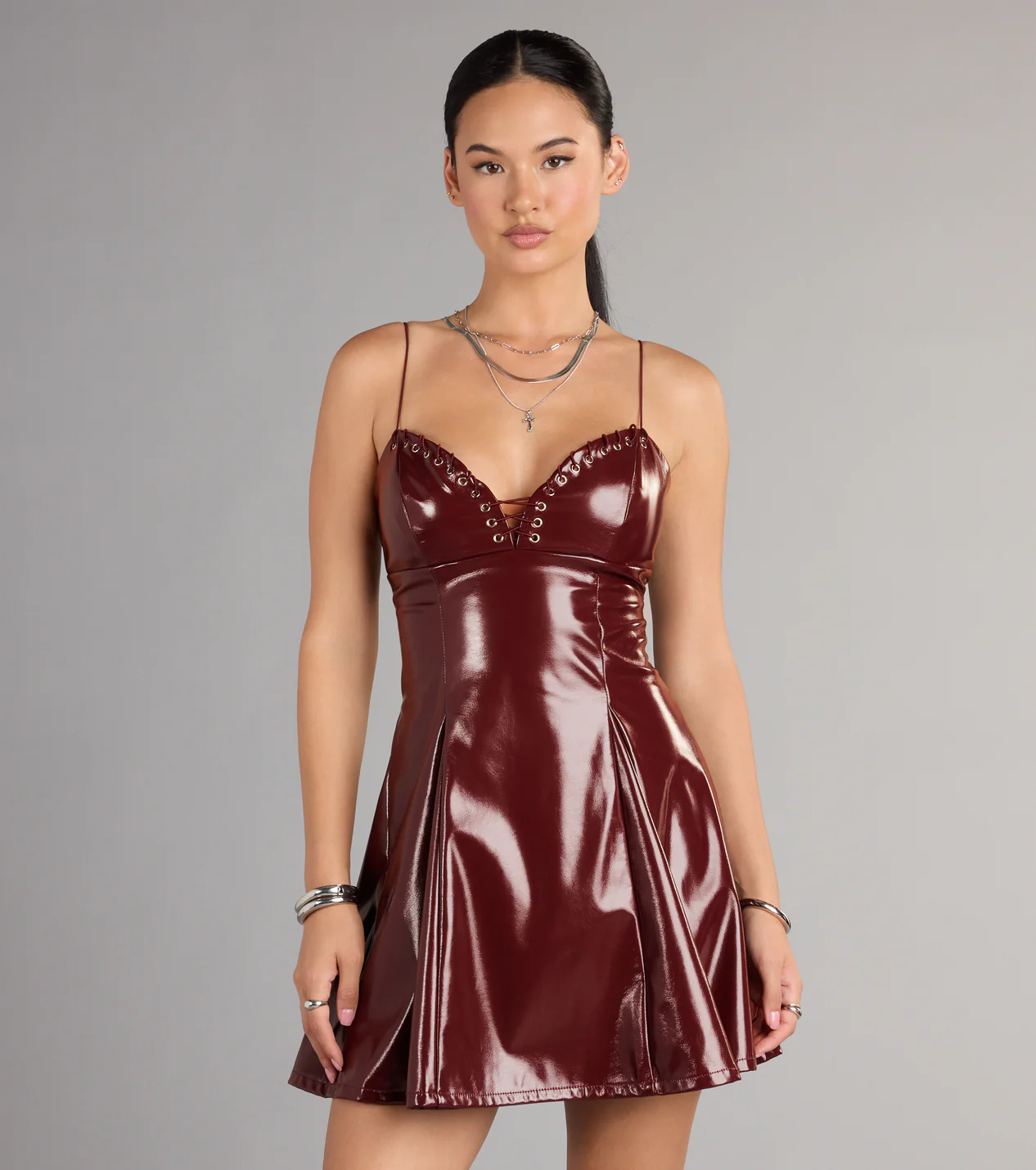 Red Hot Lace-Up Skater Dress