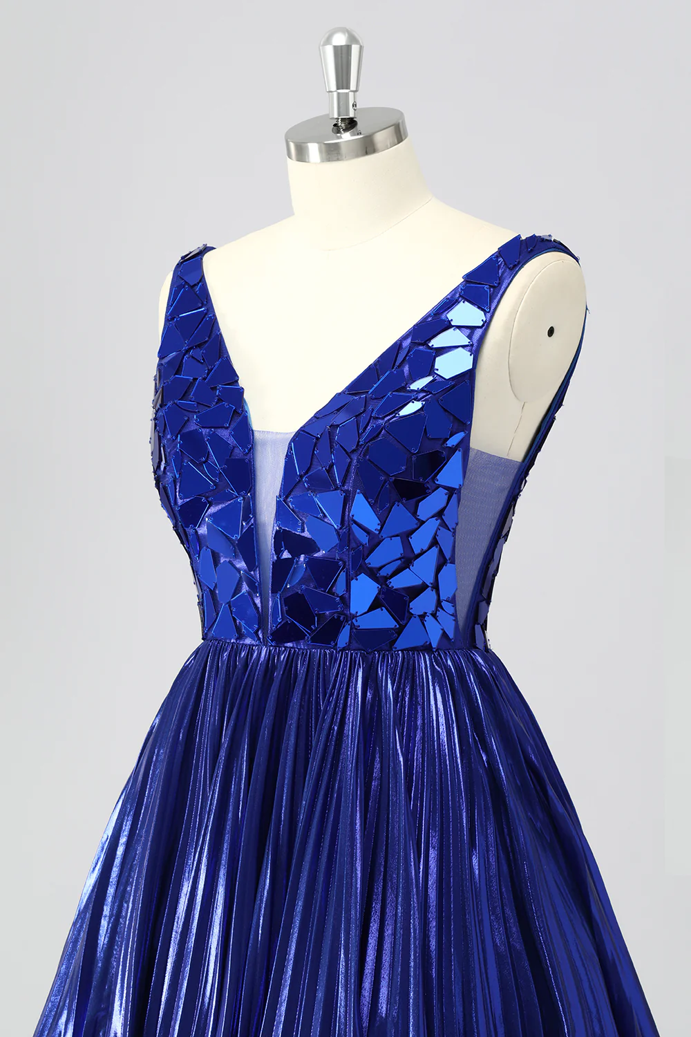 Sparkly Royal Blue Mirror A Line Metallic Short Homecoming Dress
