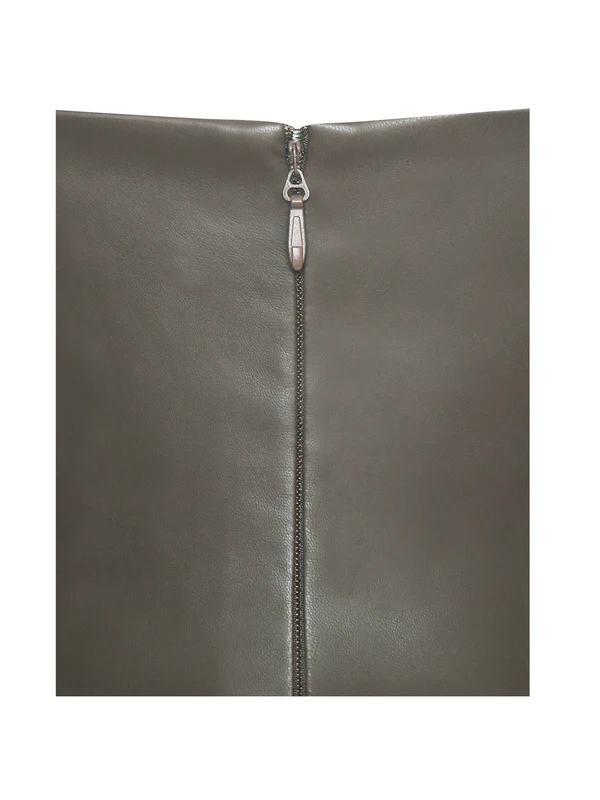 Parisia Cocoa Vegan Leather Drop Waist Maxi Dress