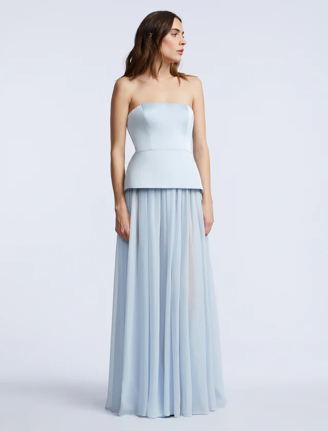Elegant Strapless Peplum Gown – Perfect Evening & Party Dress