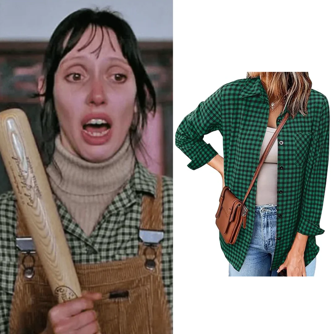 The Shining Wendy Torrance Costume Long Sleeve Green Plaid + Pants Set