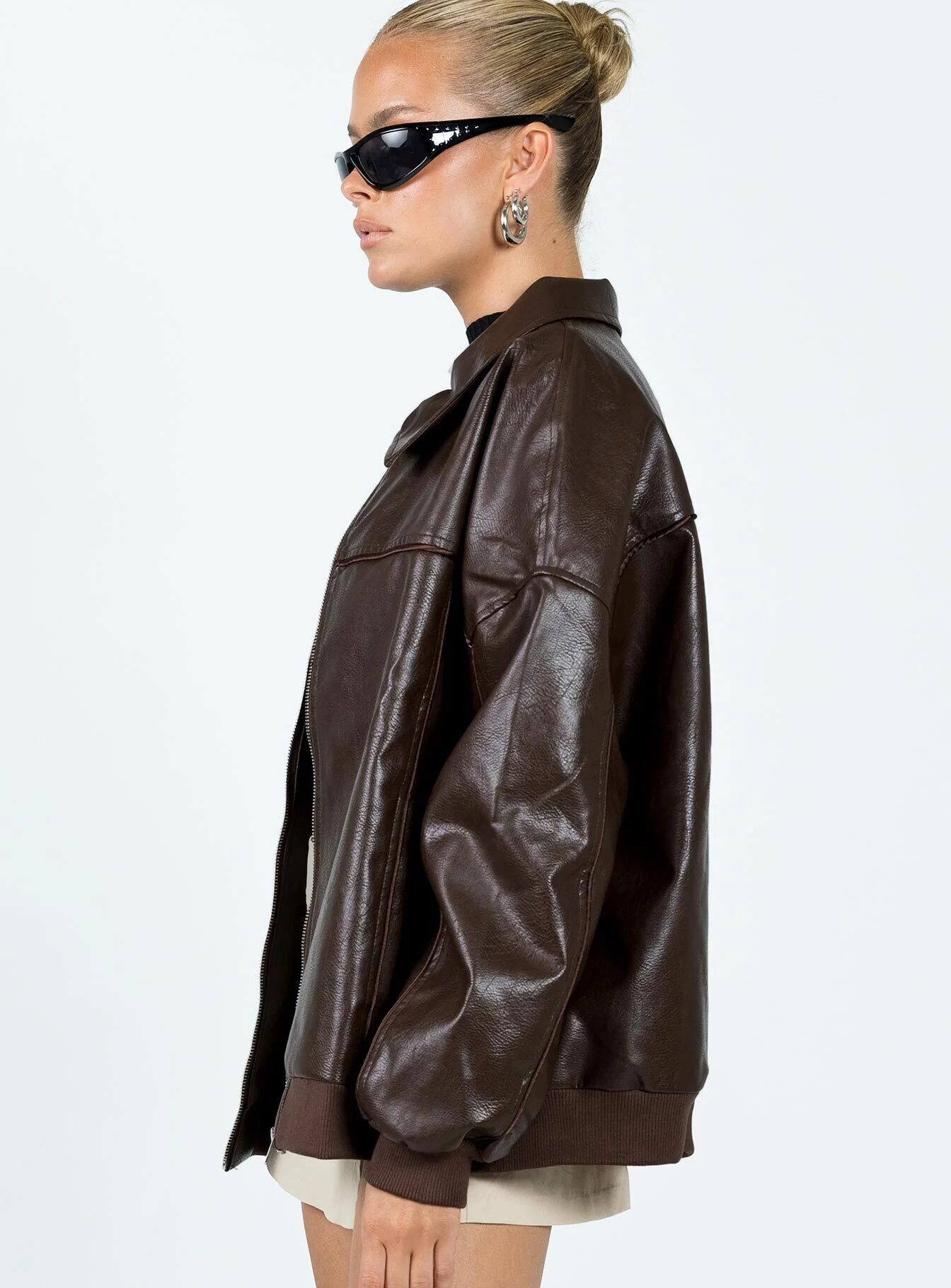 Goldsmith Faux Leather Bomber Jacket – Classic Brown Vegan Leather Outerwear