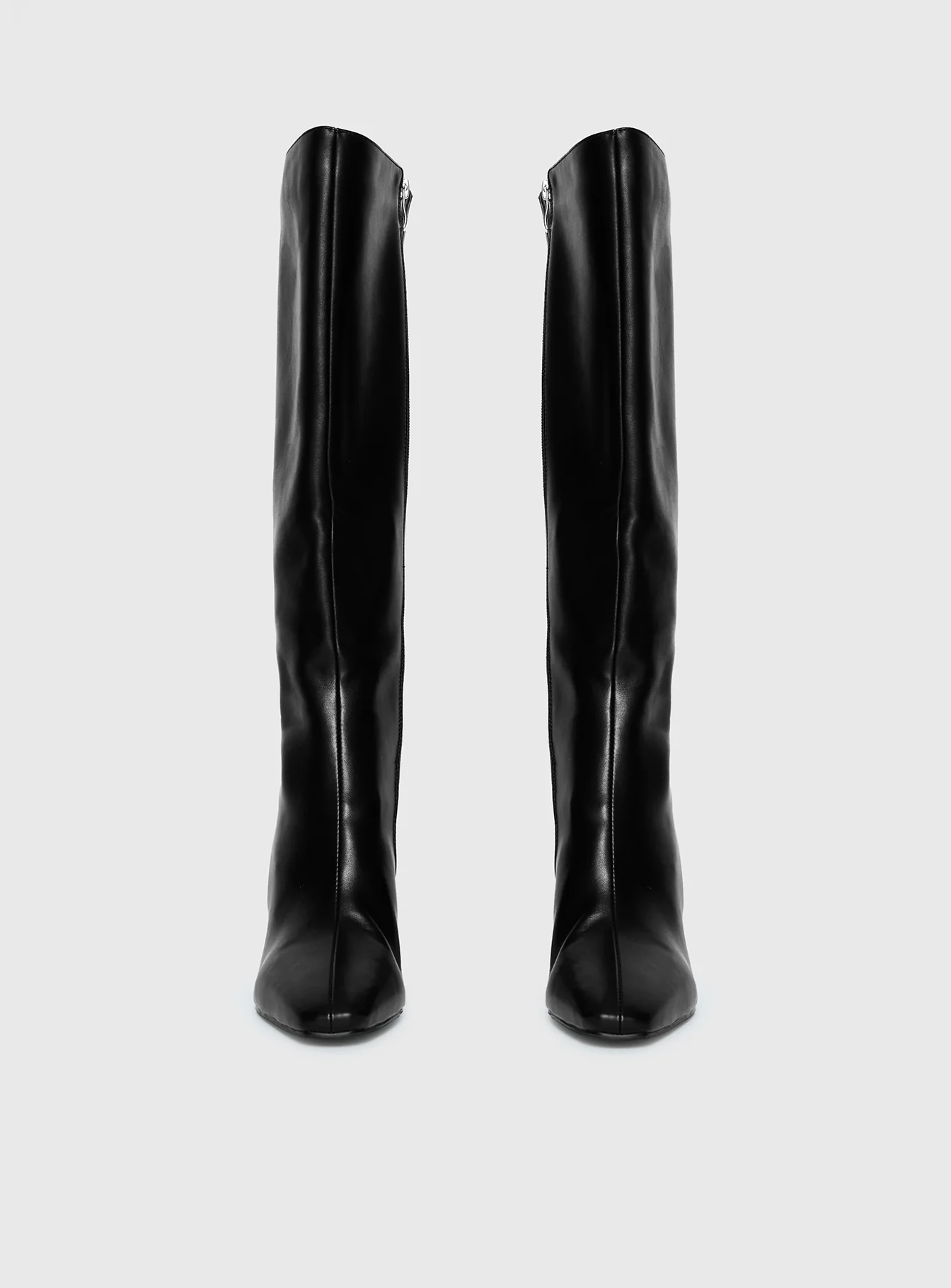 Sawyer Knee-High Boots – Sleek Black Leather-Style Boots for Chic All-Day Wear