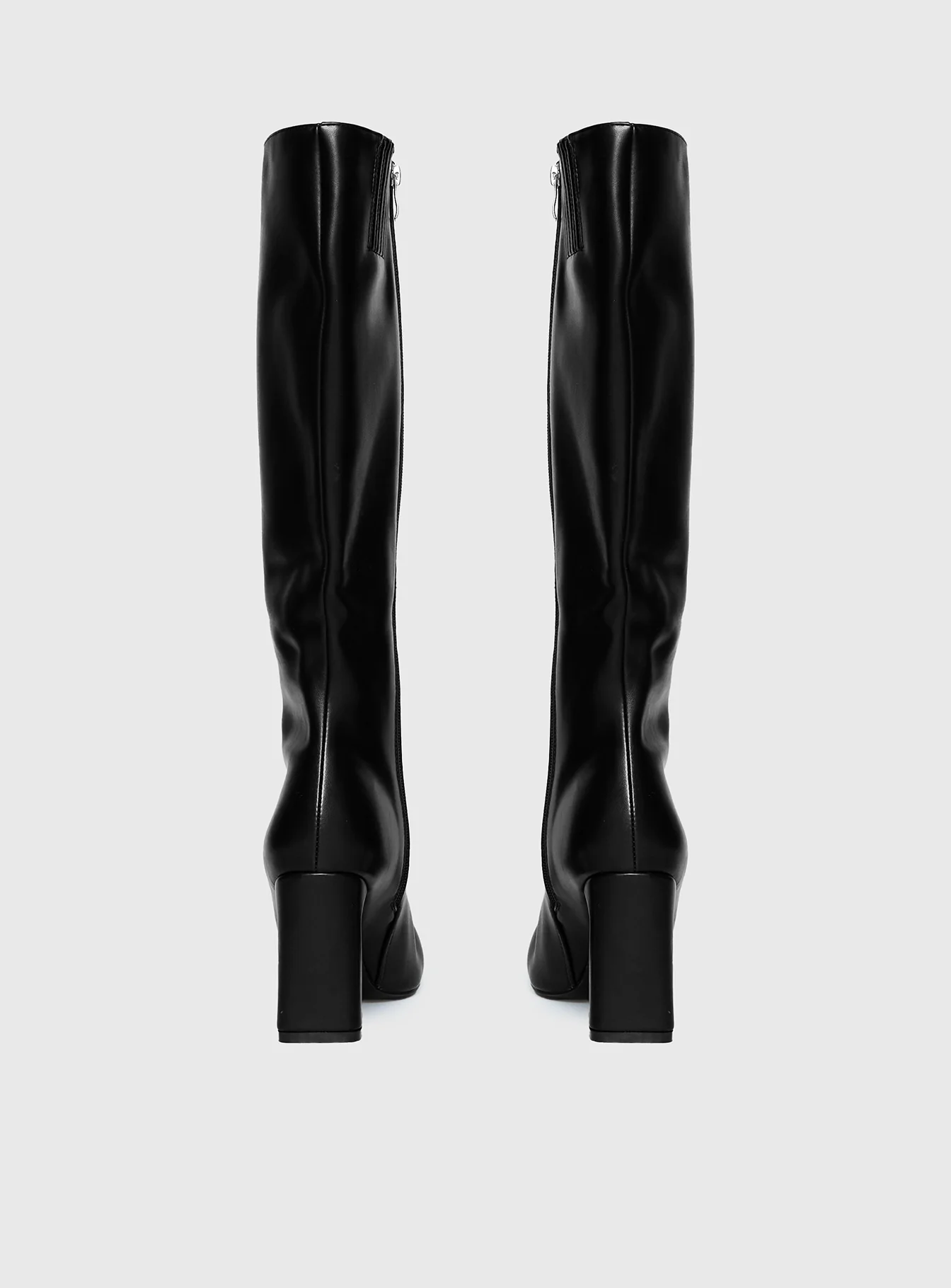 Sawyer Knee-High Boots – Sleek Black Leather-Style Boots for Chic All-Day Wear