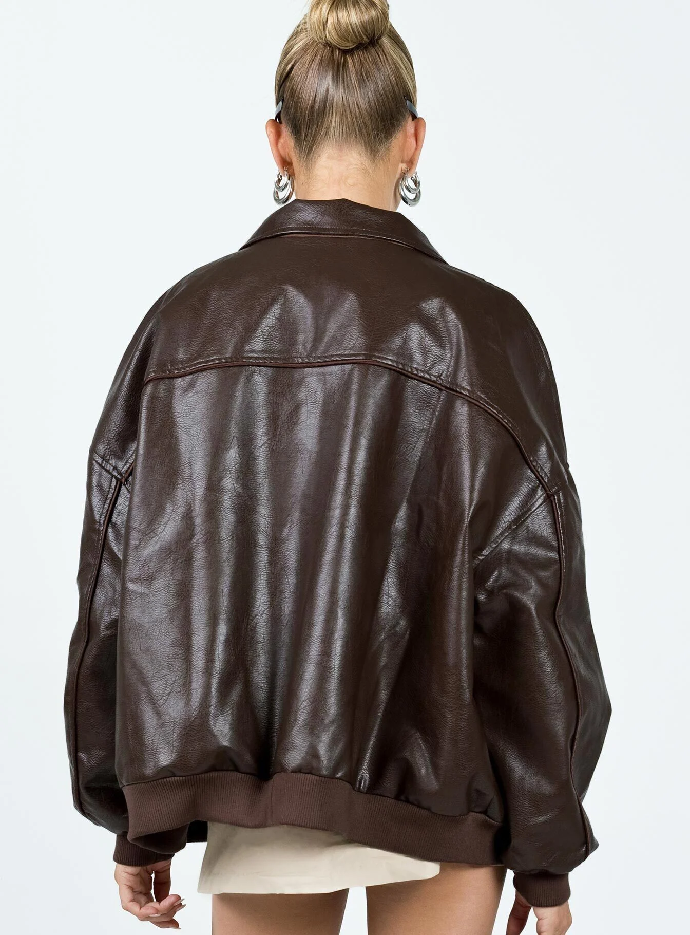 Goldsmith Faux Leather Bomber Jacket – Classic Brown Vegan Leather Outerwear