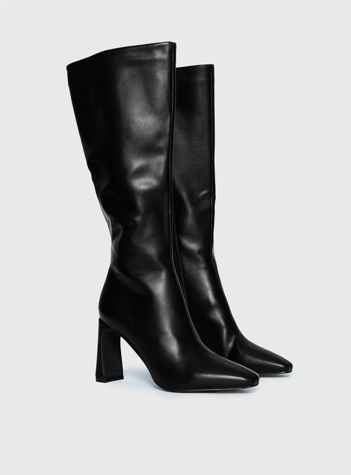 Sawyer Knee-High Boots – Sleek Black Leather-Style Boots for Chic All-Day Wear