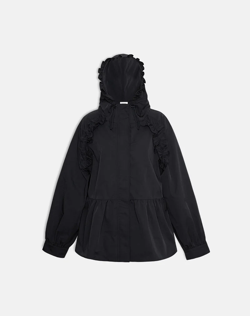 Malcari Peplum Nylon Jacket in Black