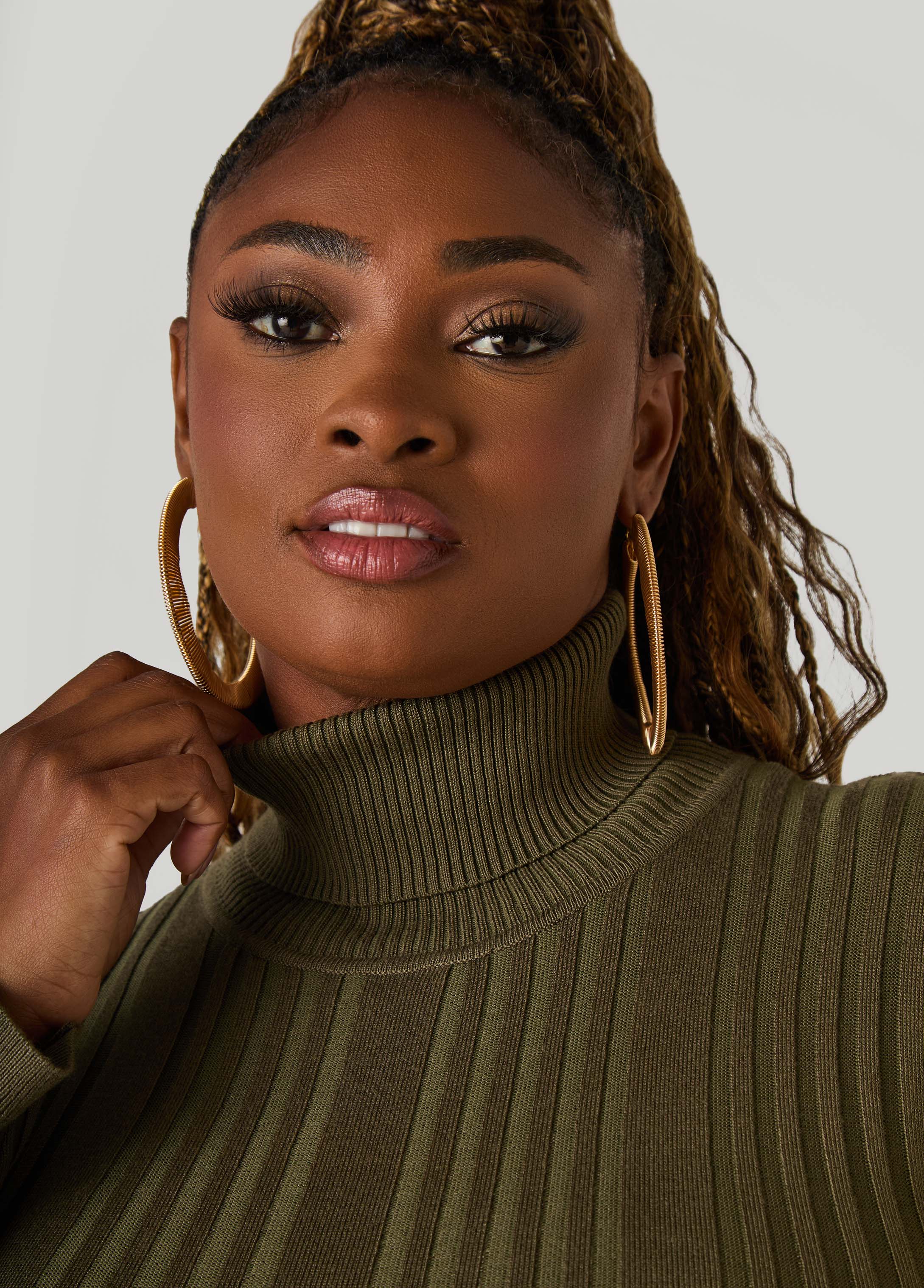 Turtleneck Ribbed Knit Sweater