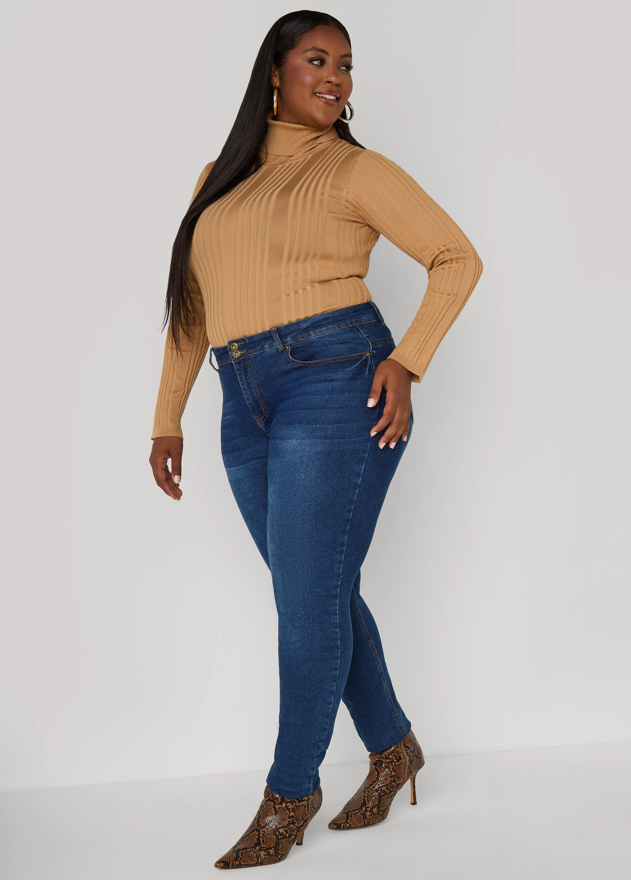 Turtleneck Ribbed Knit Sweater