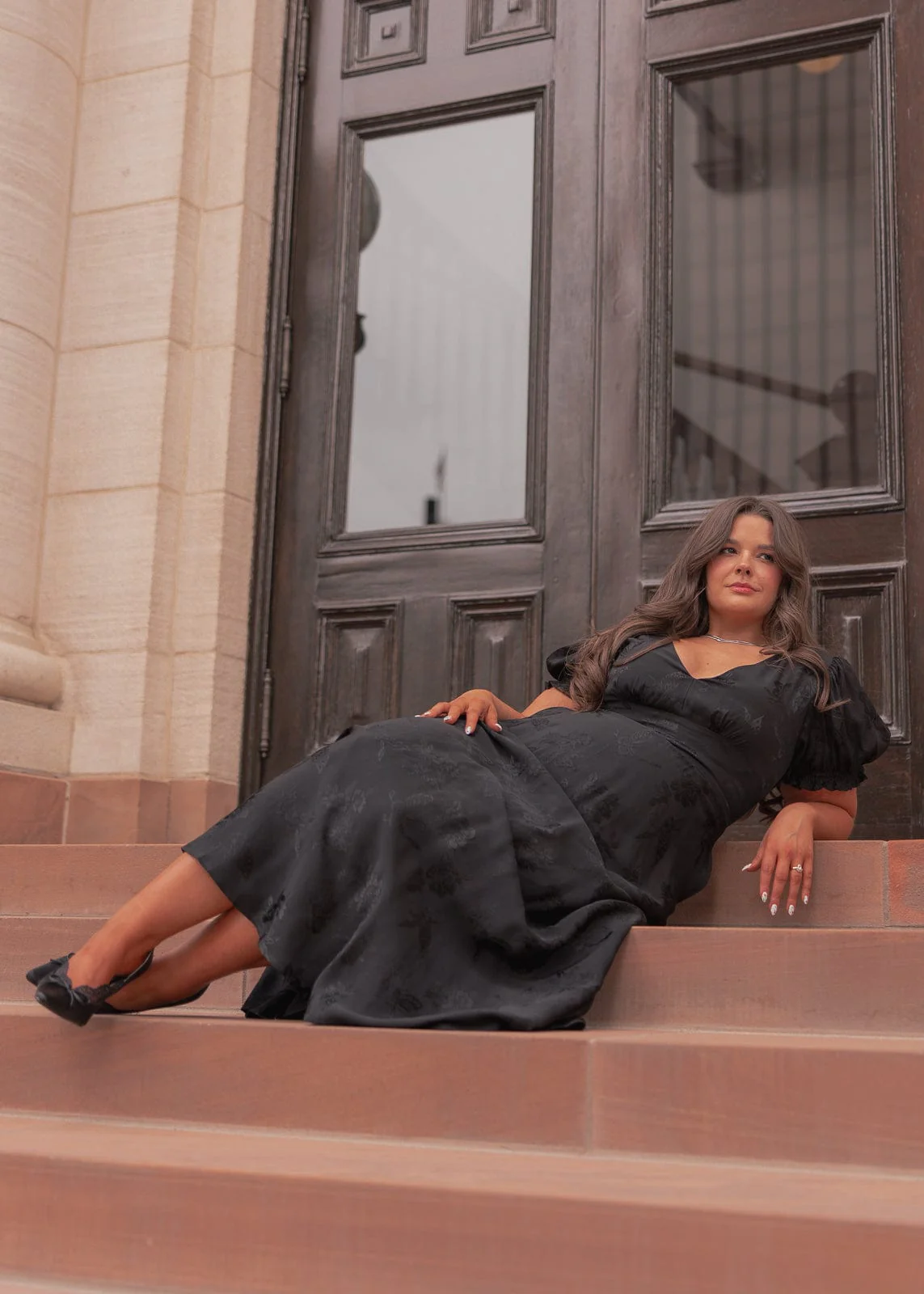 Mila Satin Midi Dress - Black