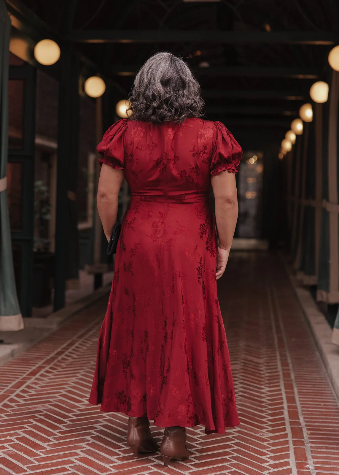 Mila Satin Midi Dress - Burgundy