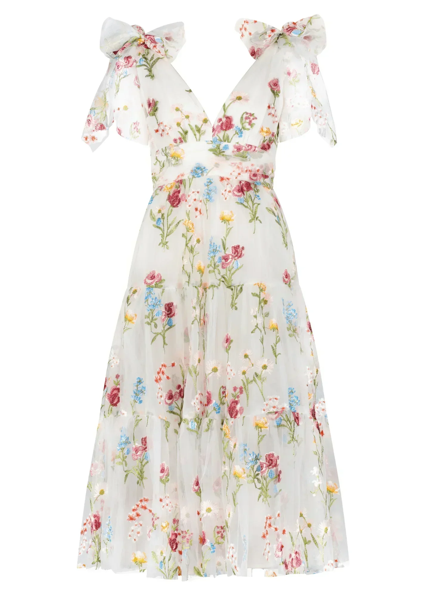 Margaret Floral Midi Dress White