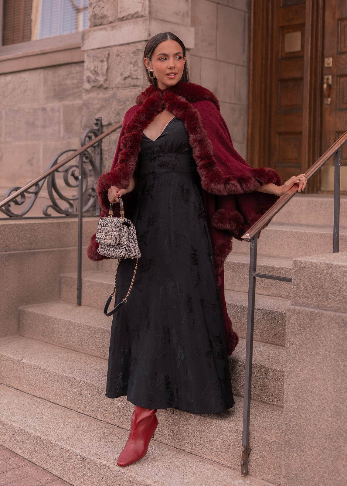 Mila Satin Midi Dress - Black