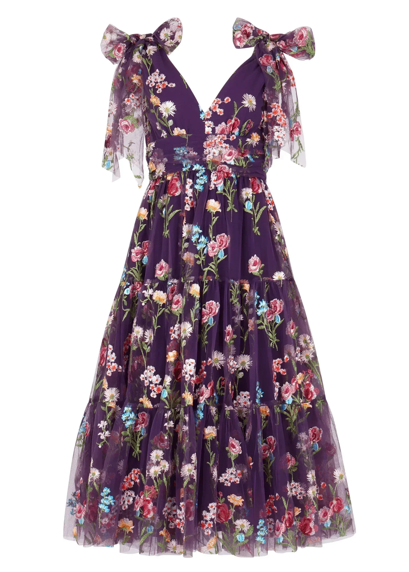 Margaret Floral Midi Dress Purple