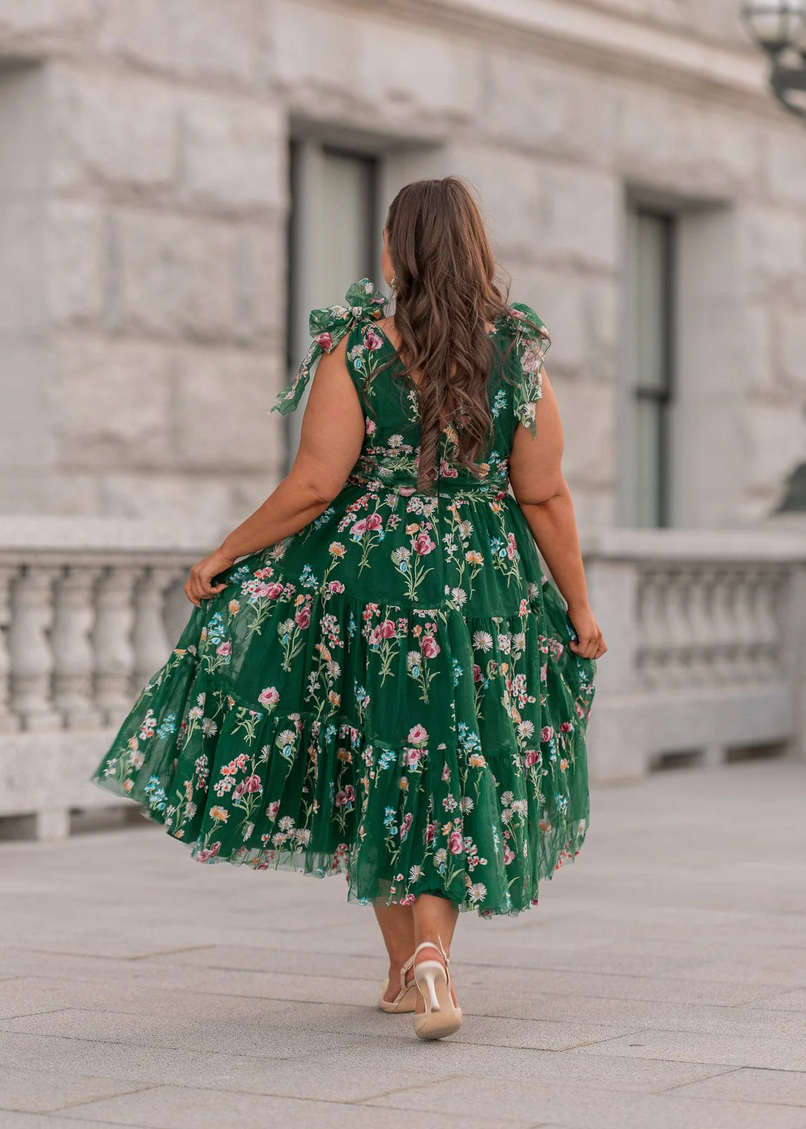 Margaret Floral Midi Dress Emerald