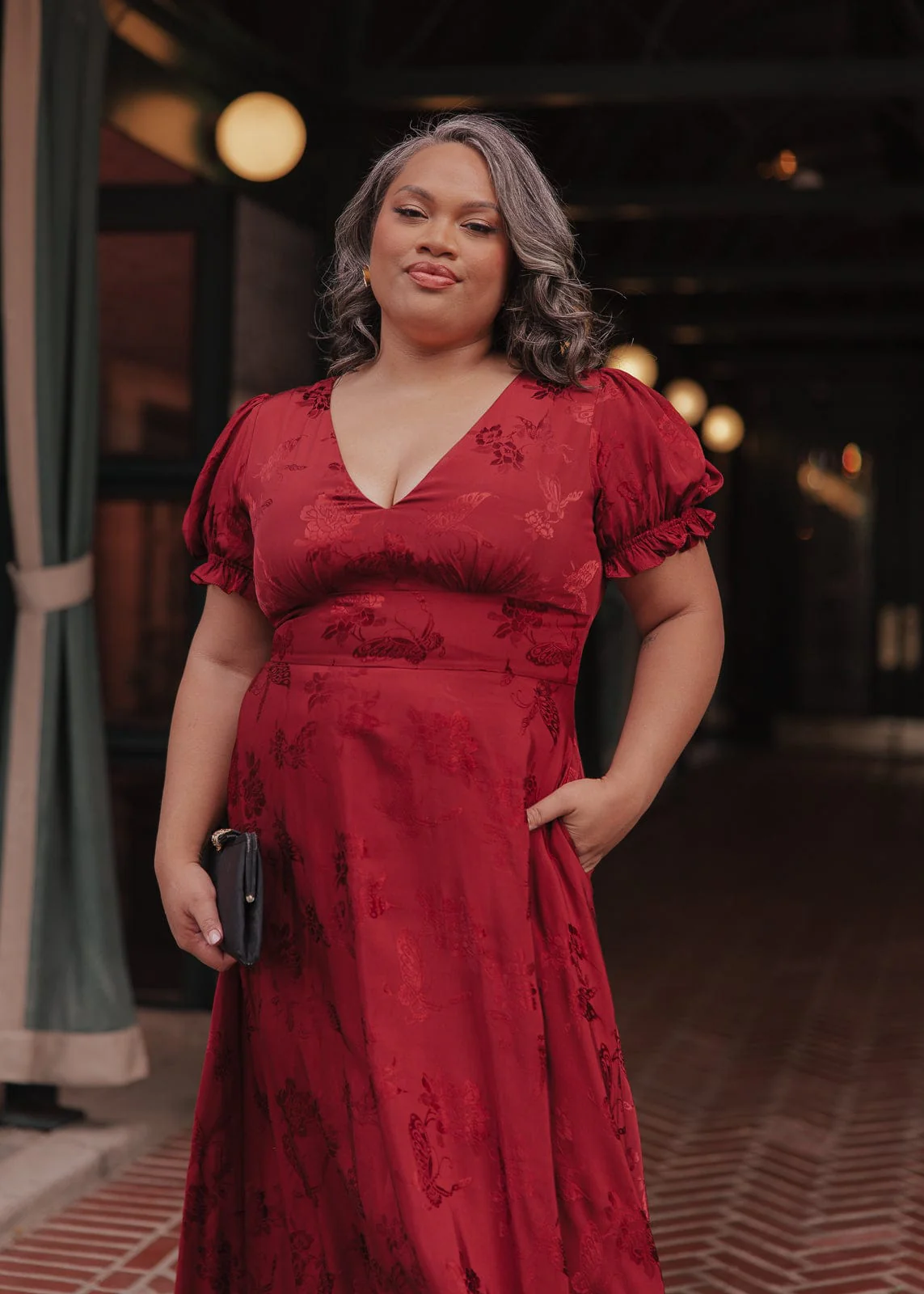 Mila Satin Midi Dress - Burgundy