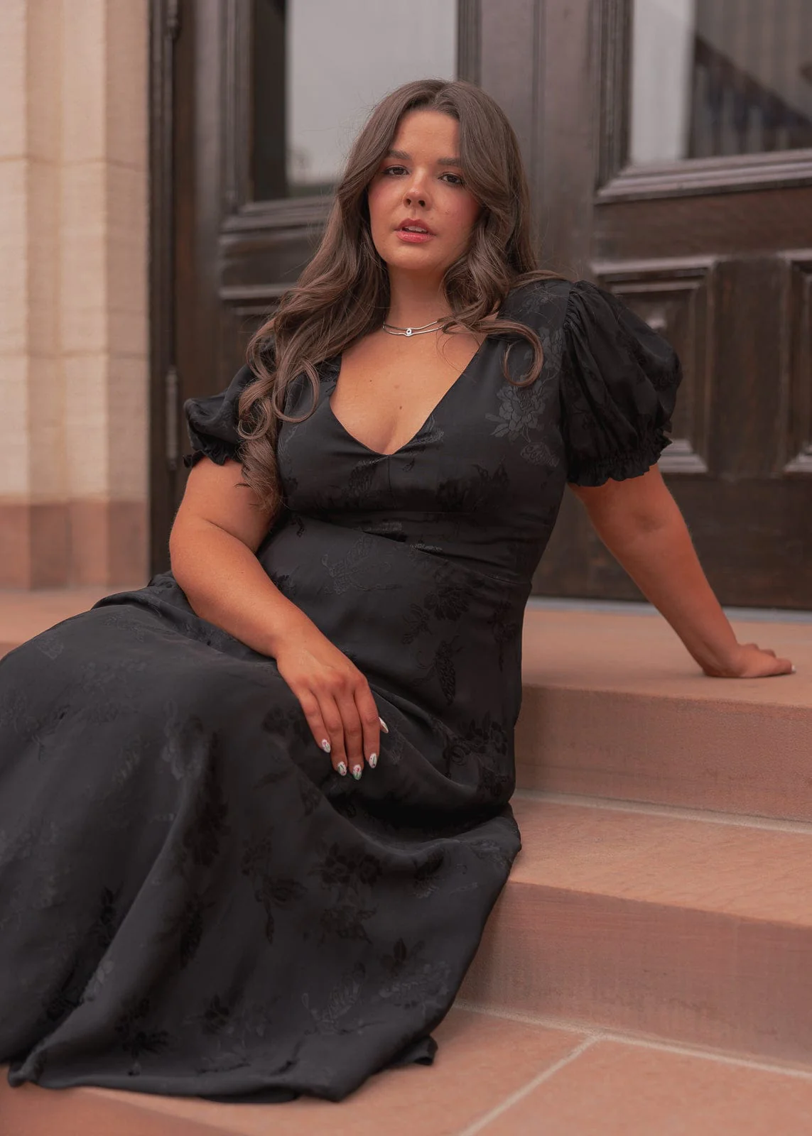 Mila Satin Midi Dress - Black