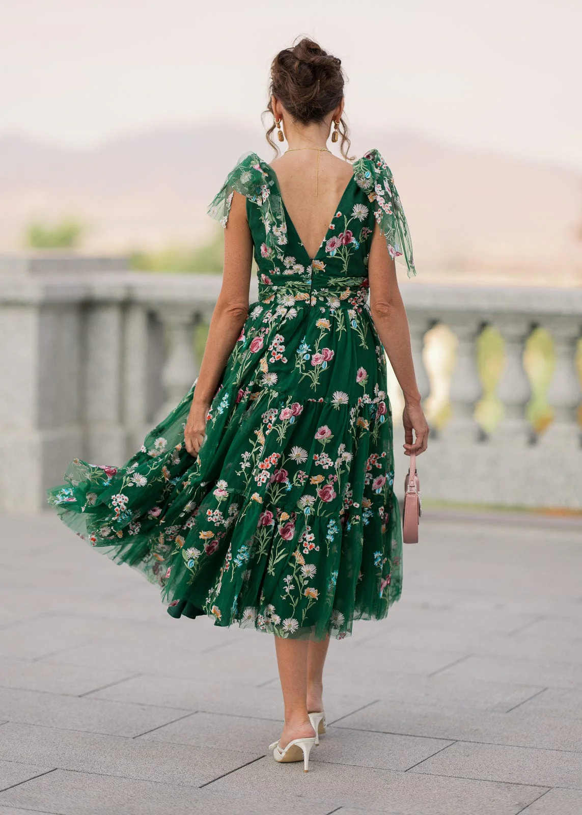 Margaret Floral Midi Dress Emerald