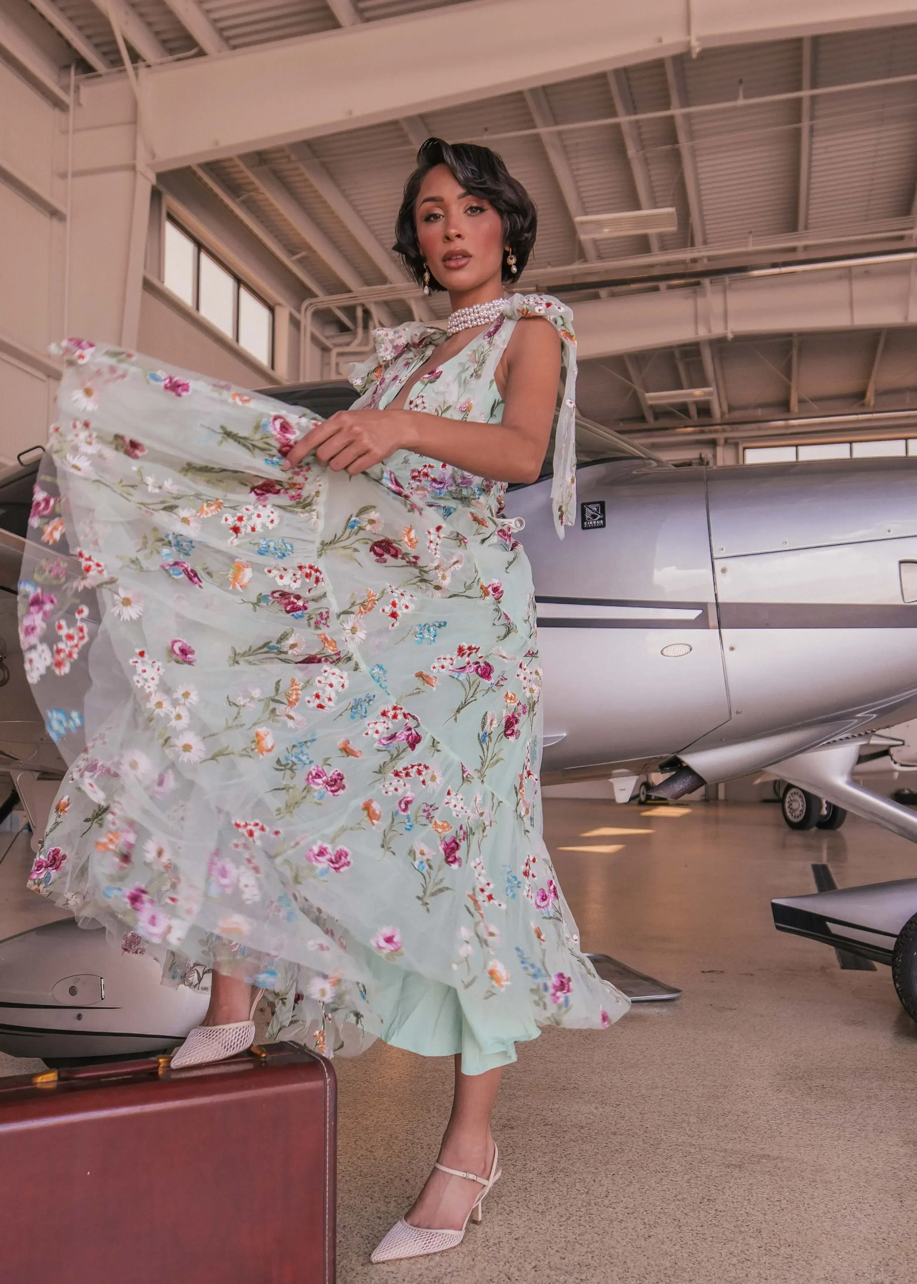 Margaret Floral Midi Dress Green