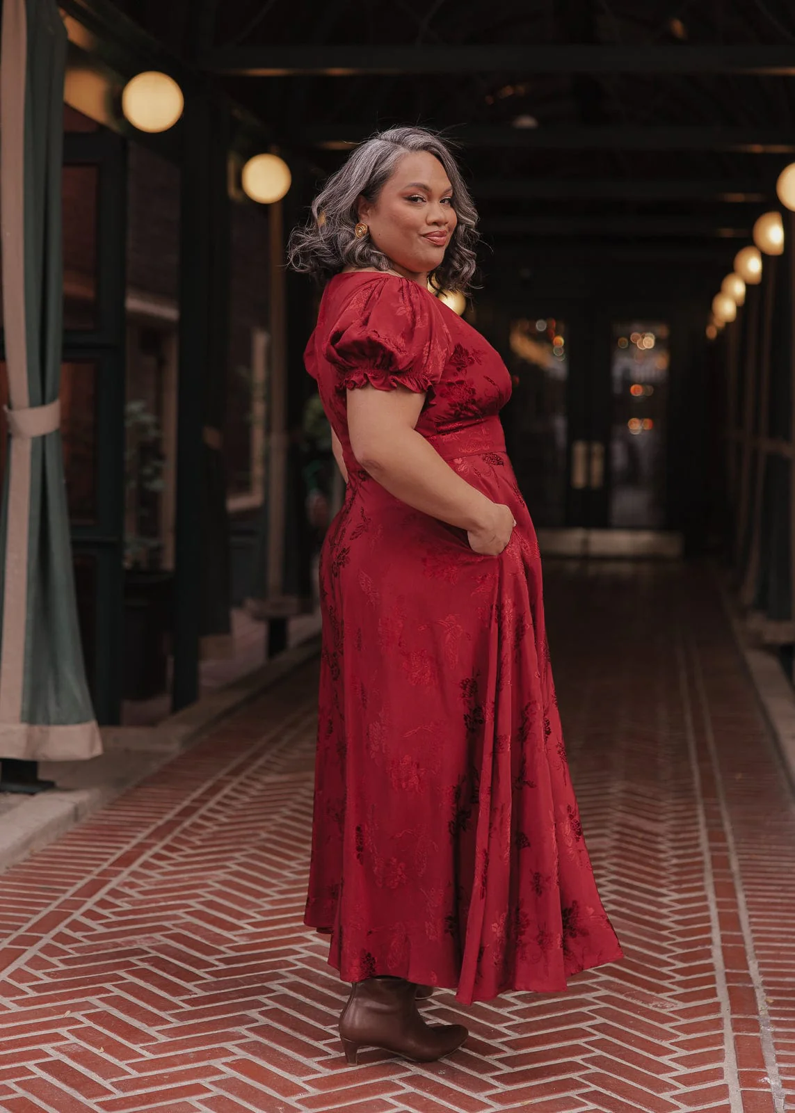 Mila Satin Midi Dress - Burgundy