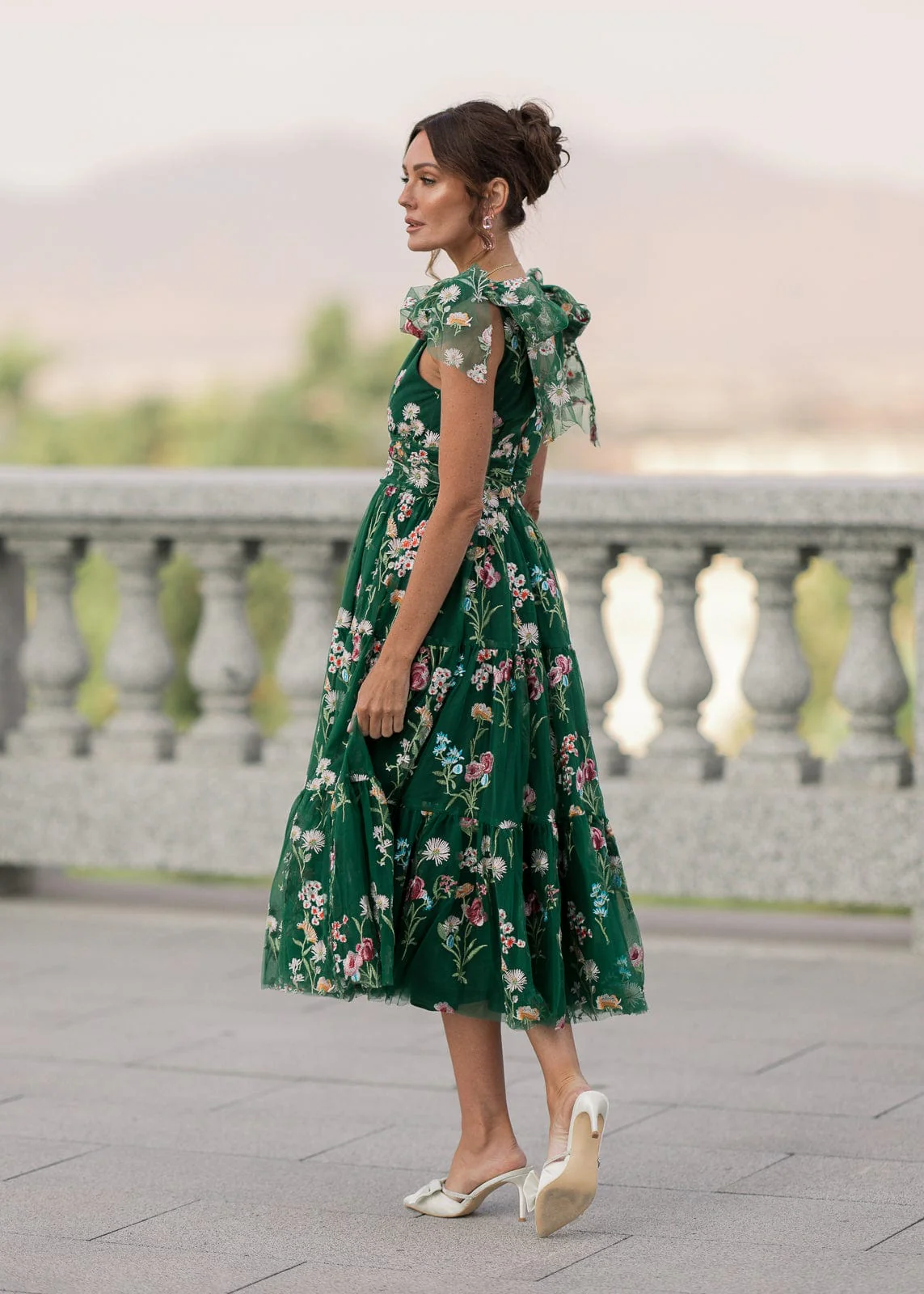 Margaret Floral Midi Dress Emerald