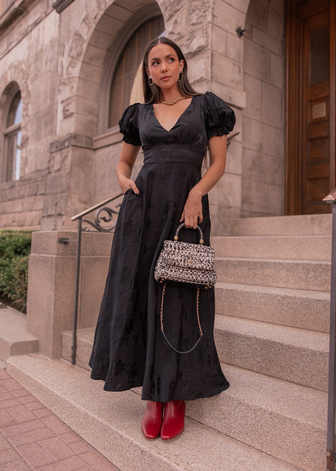 Mila Satin Midi Dress - Black