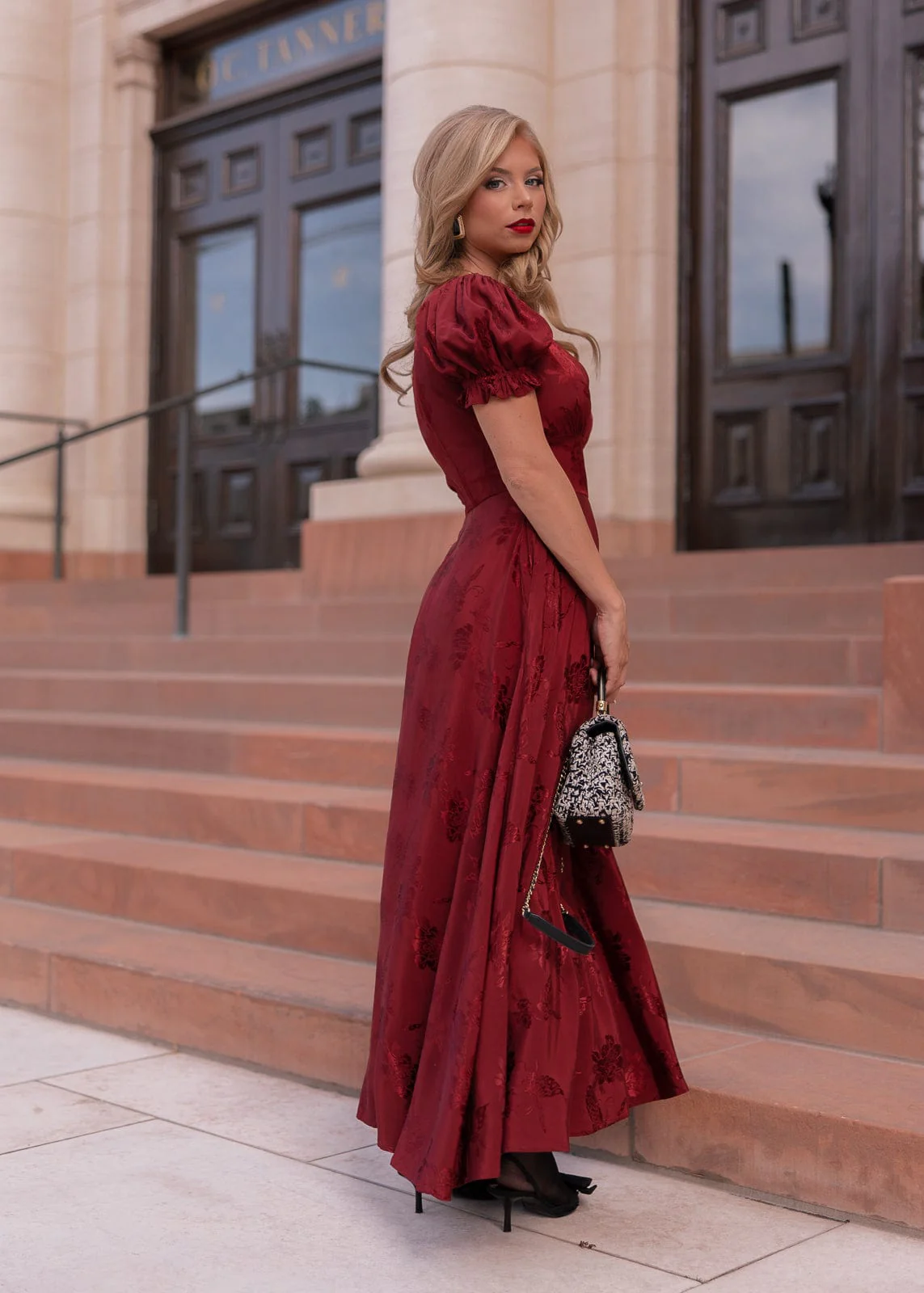 Mila Satin Midi Dress - Burgundy