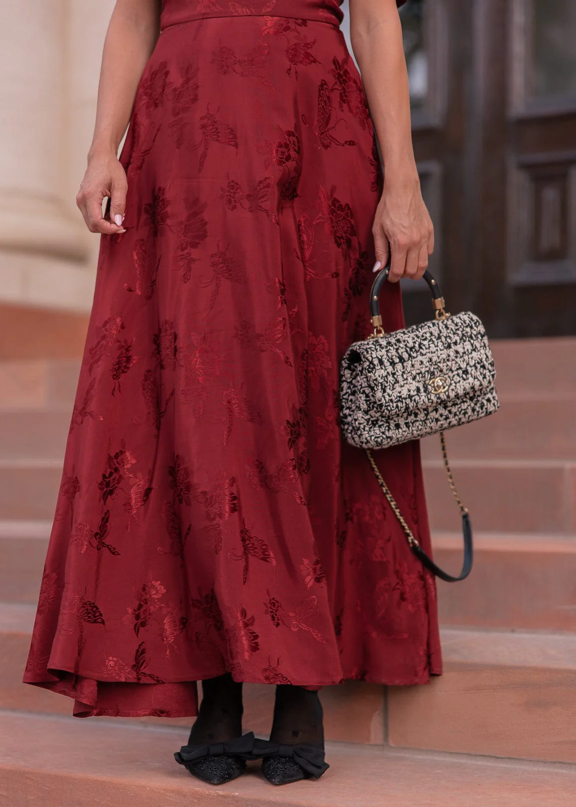 Mila Satin Midi Dress - Burgundy