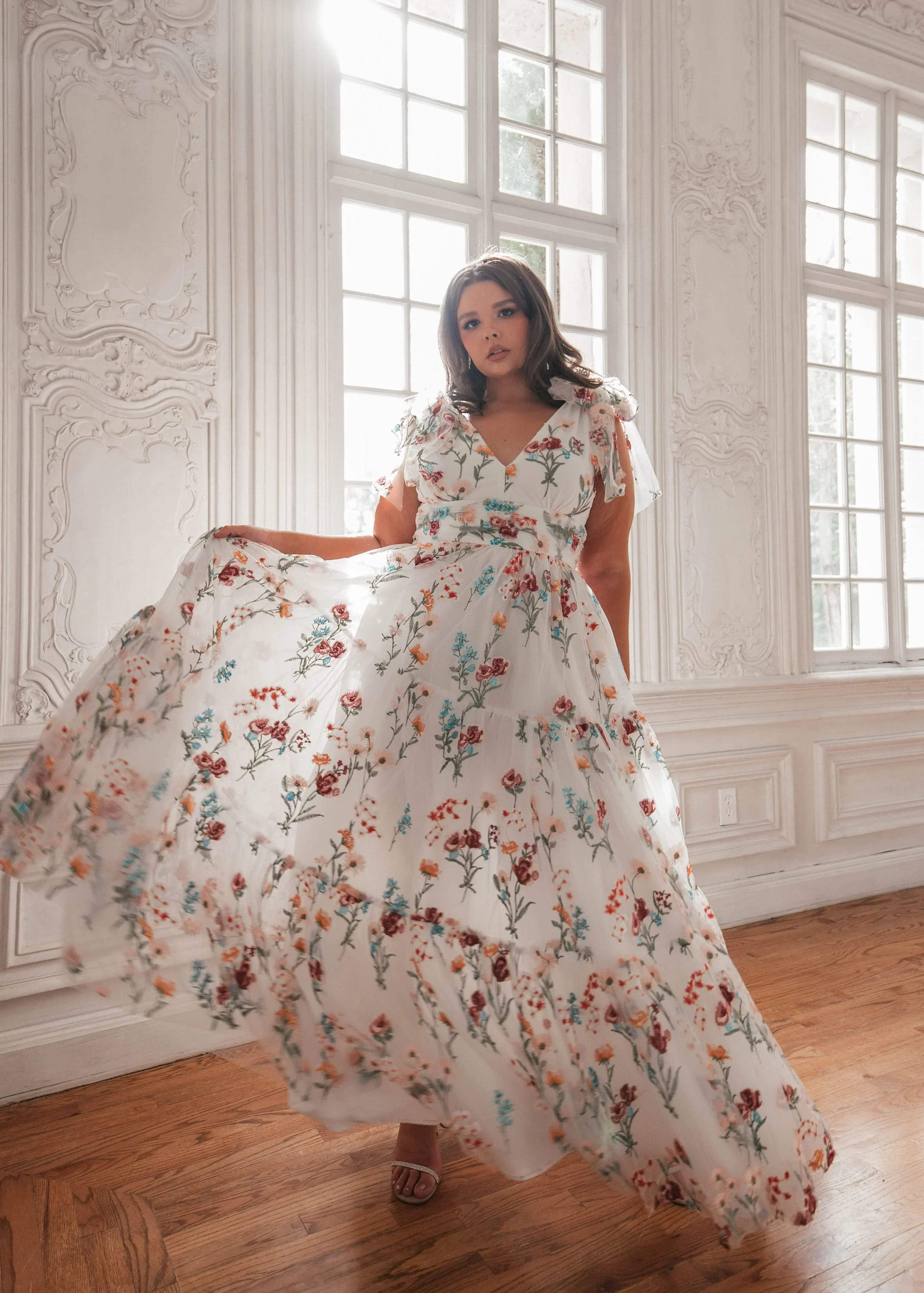 Margaret Floral Embroidered Maxi Wedding Dress