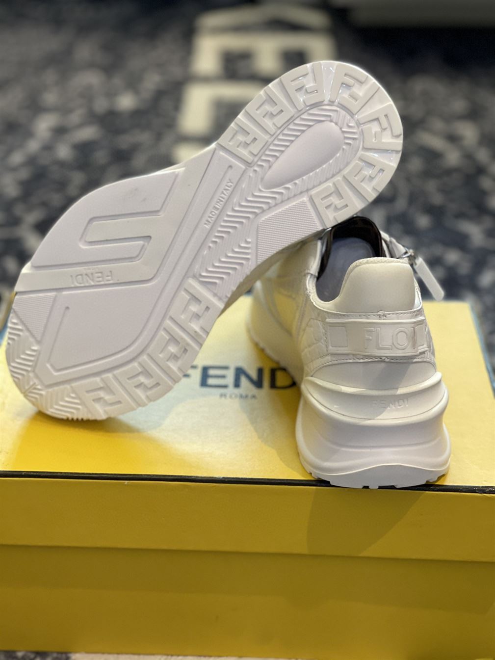 FENDI FLOW WHITE CAIMAN LOW TOPS – FDS012