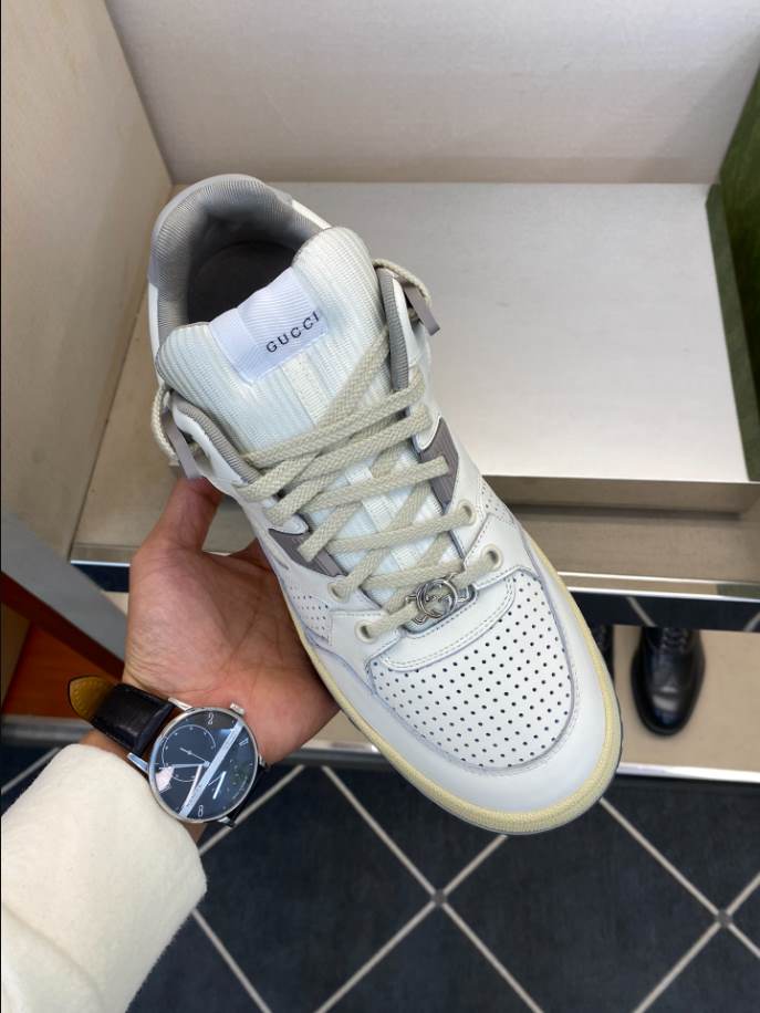 Gucci White Grey Yellow Distressed Effect Sneakers – GCC203