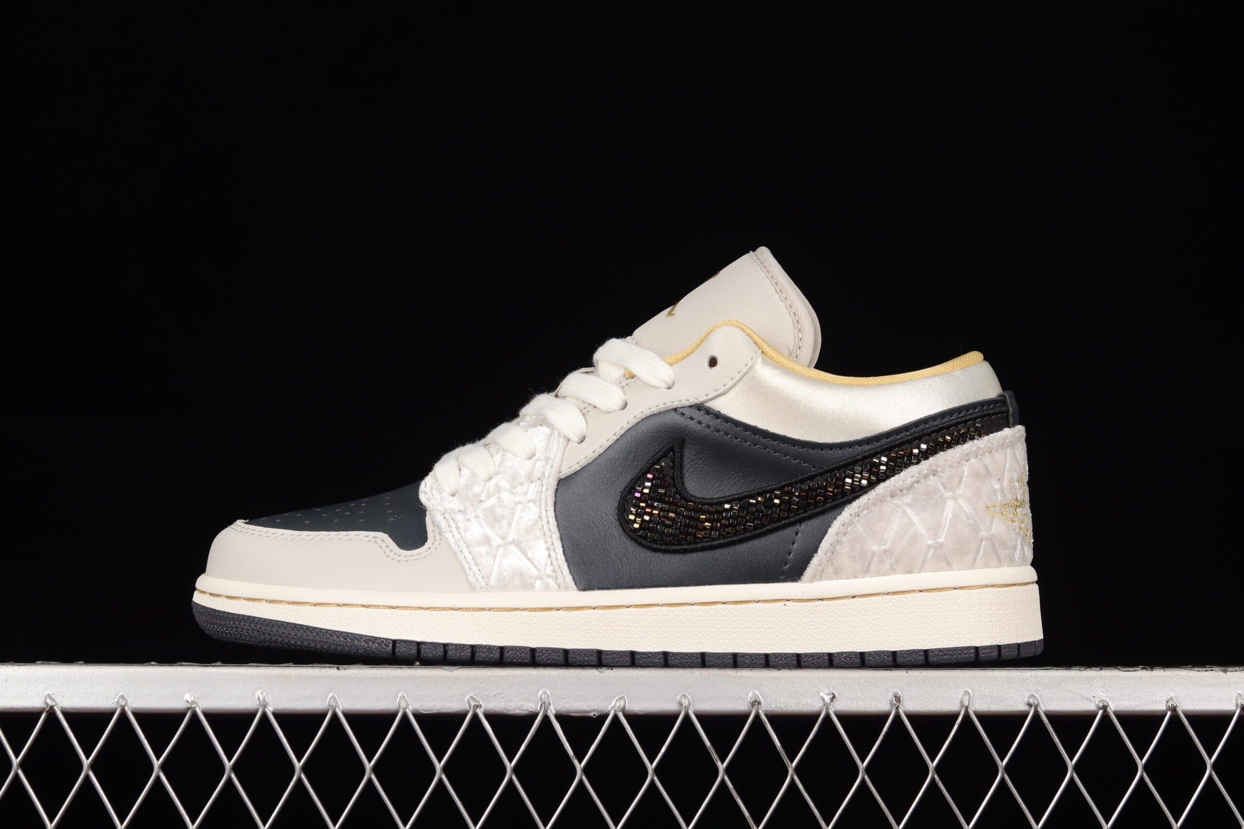Air Jordan 1 Low Beaded Swoosh Grey Sail
