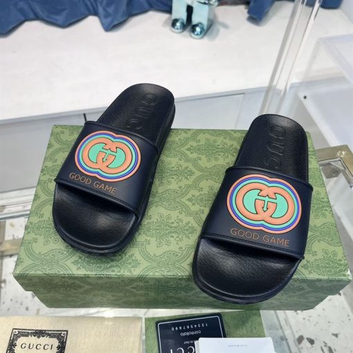 GUCCI SLIDE INTERLOCKING G LEATHER BLACK FOR MEN – GSL008