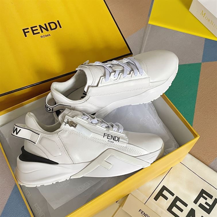 FENDI FLOW WHITE LEATHER LOW TOPS – FDS015