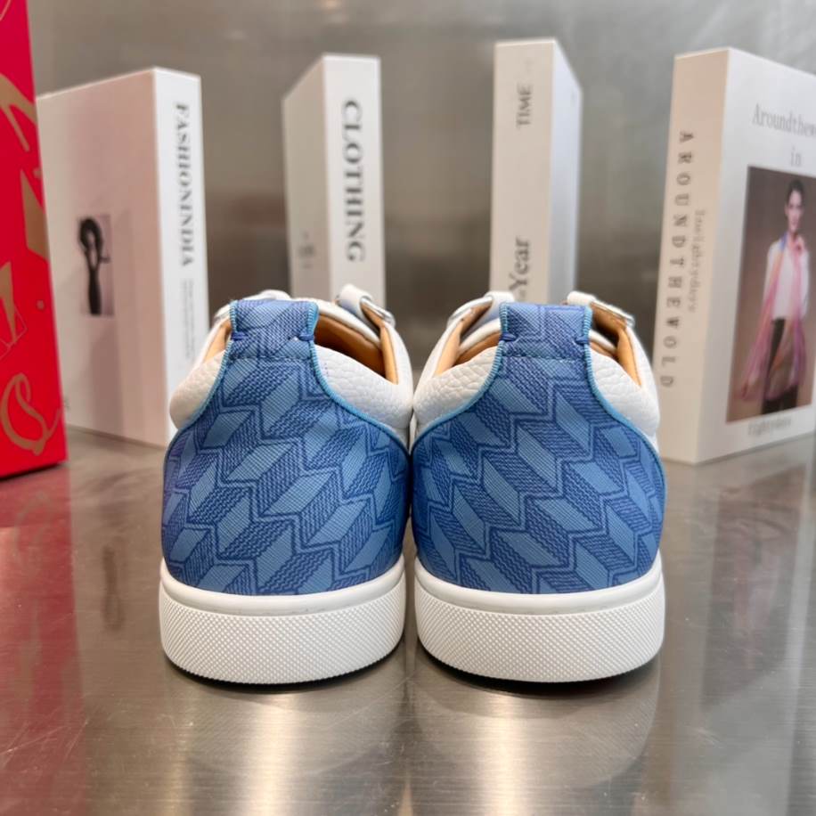 Christian Louboutin Louis Junior Spikes White Blue Sneaker – CLS042