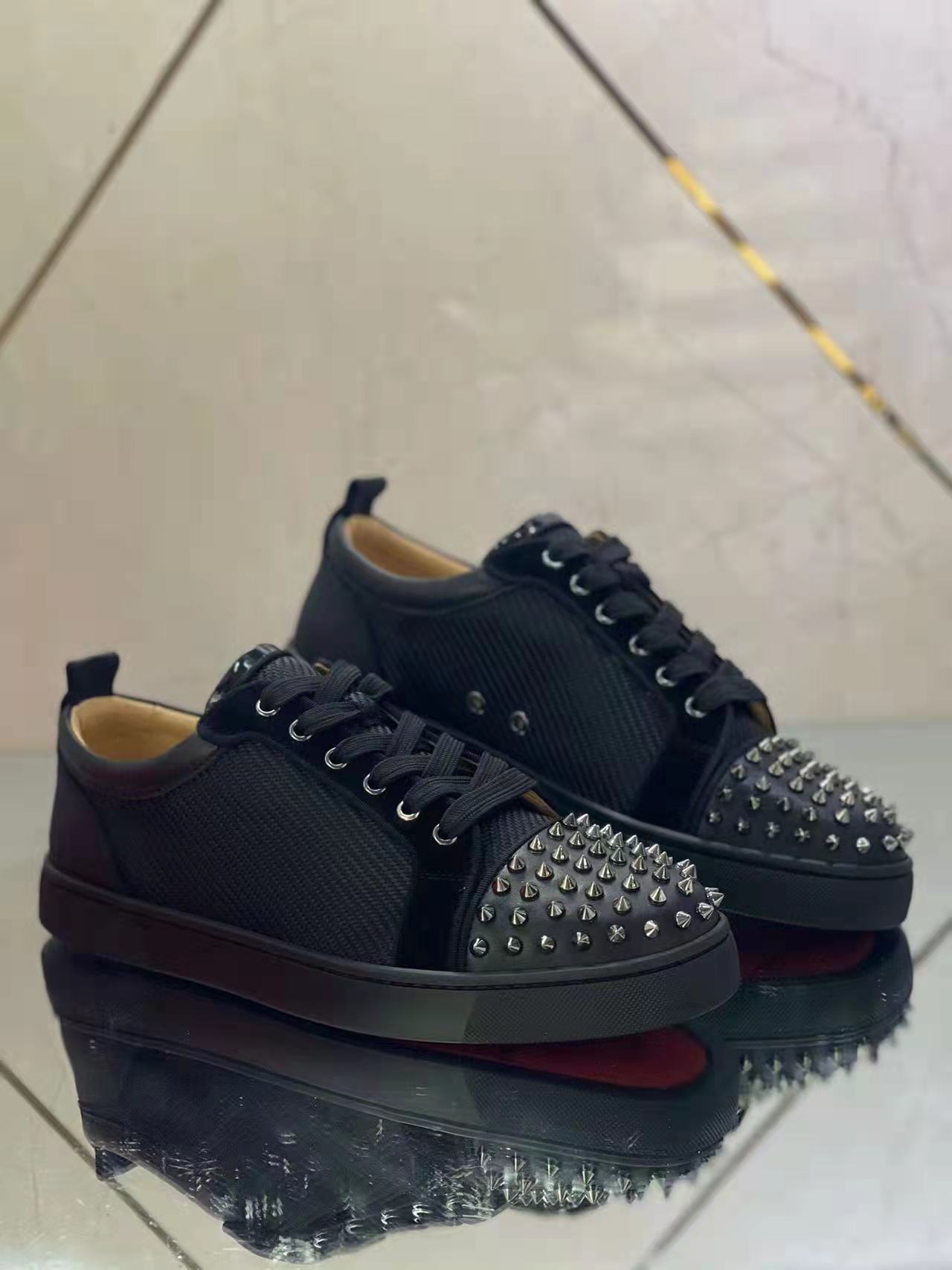 Christian Louboutin Louis Junior Spikes Orlato Flat “Black”