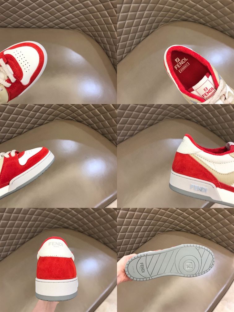 FENDI MATCH RED LEATHER LOW-TOPS SNEAKERS – FDS001