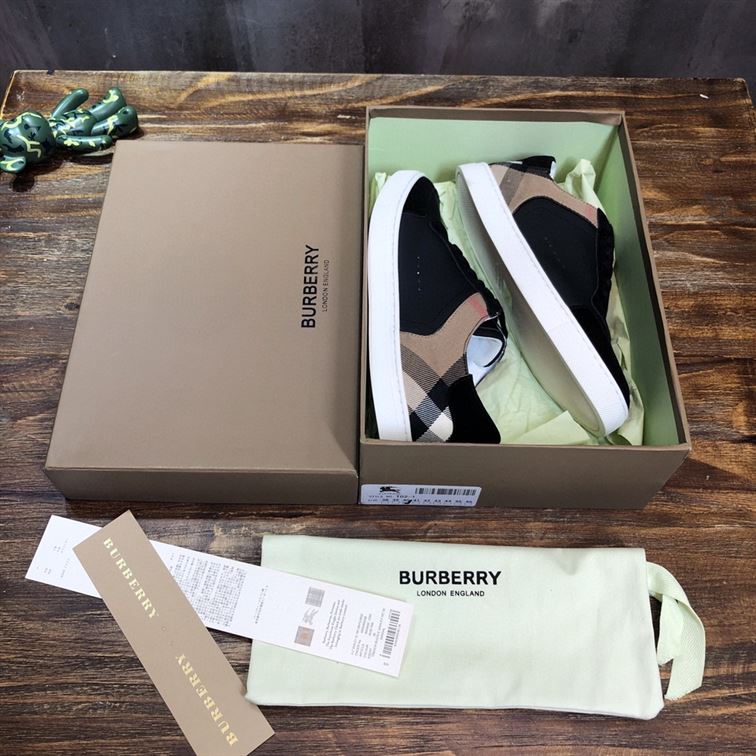 BURBERRY LEATHER AND HOUSE CHECK COTTON SNEAKERS – BBR014