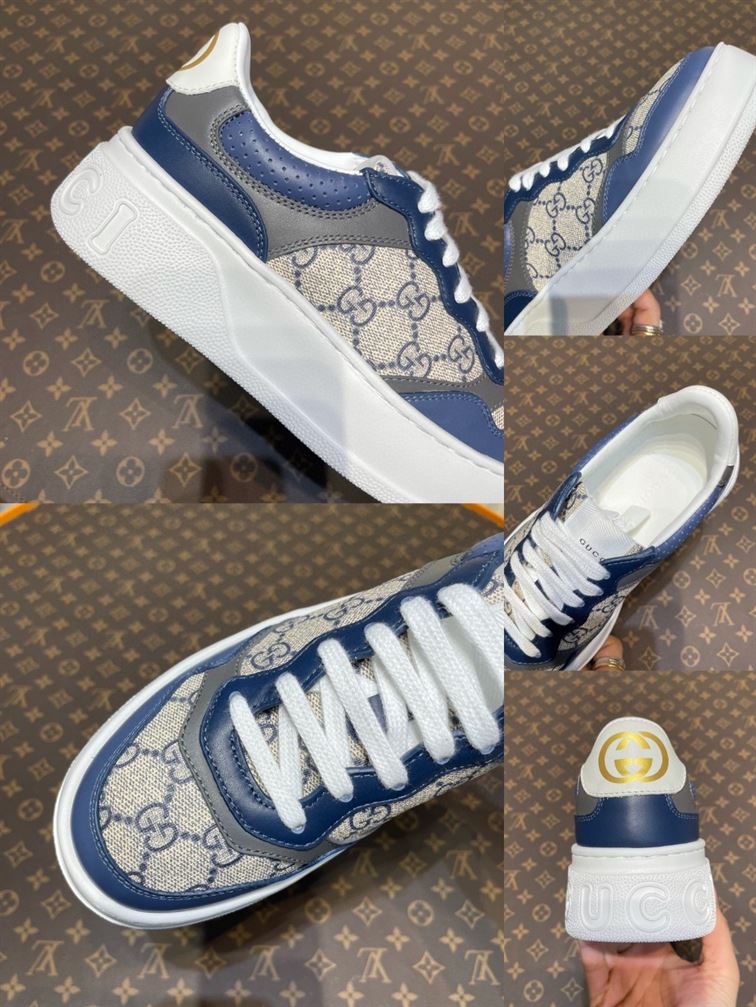 GUCCI MEN’S GG SNEAKERS BEIGE AND BLUE SUPREME – GCC003
