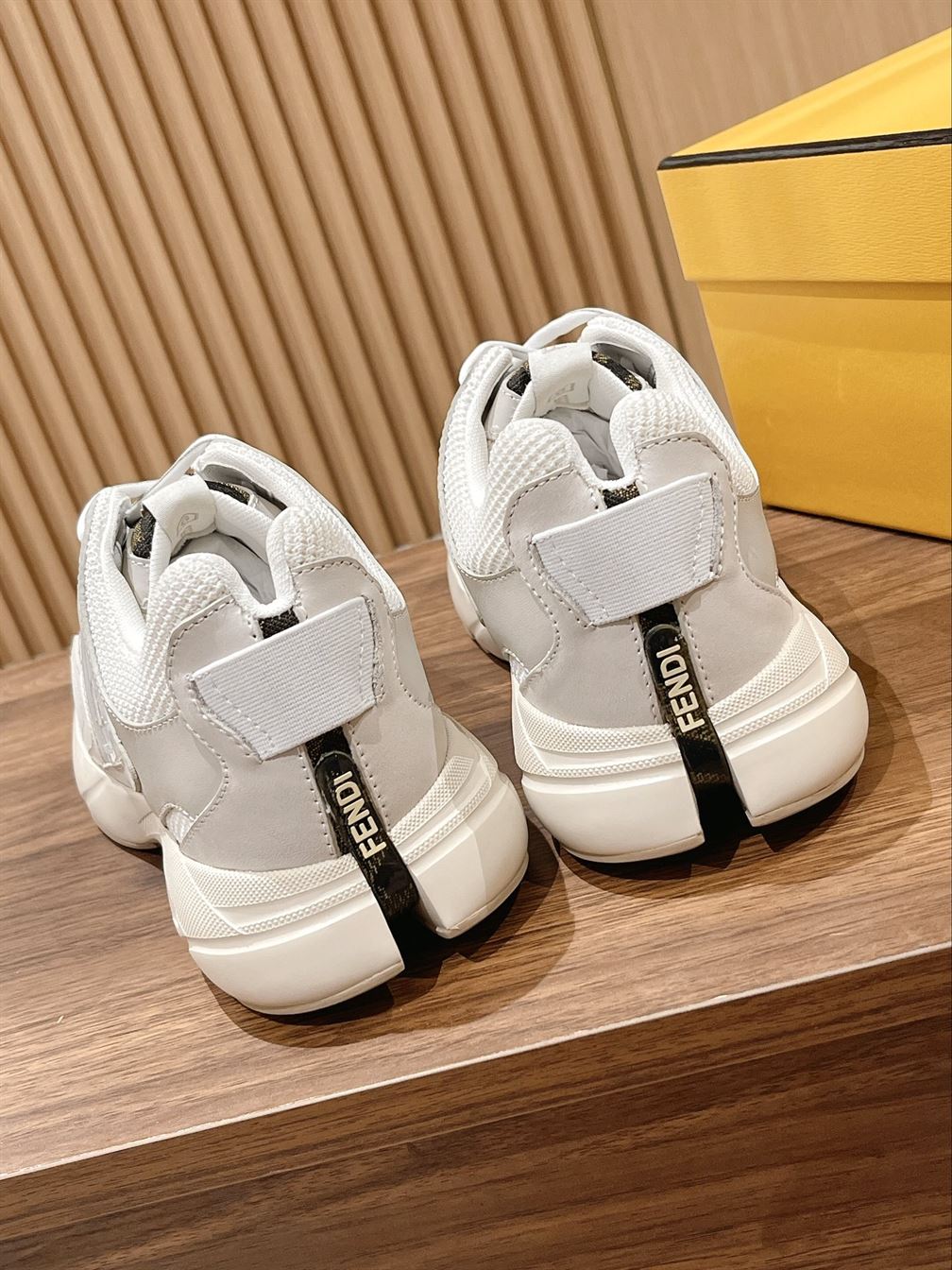 FENDY FASTER TRAINERS WHITE NUBUCK LEATHER LOW TOPS – FDS019