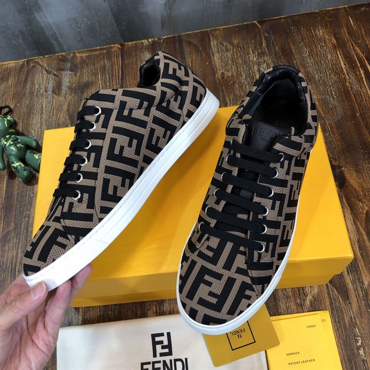 FENDI SNEAKERS BROWN FABRIC LOW-TOPS – FDS007