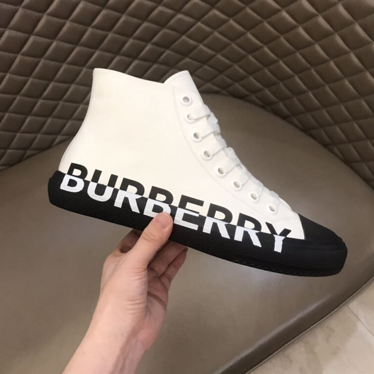 BURBERRY LOGO PRINT GABARDINE HIGH-TOP SNEAKERS – BBR029