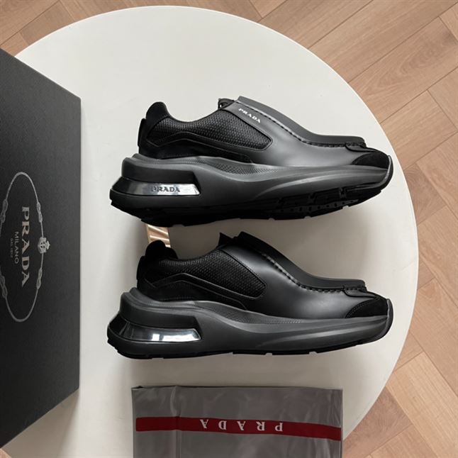 PRADA SYSTEME BRUSHED LEATHER SNEAKERS – PRS050