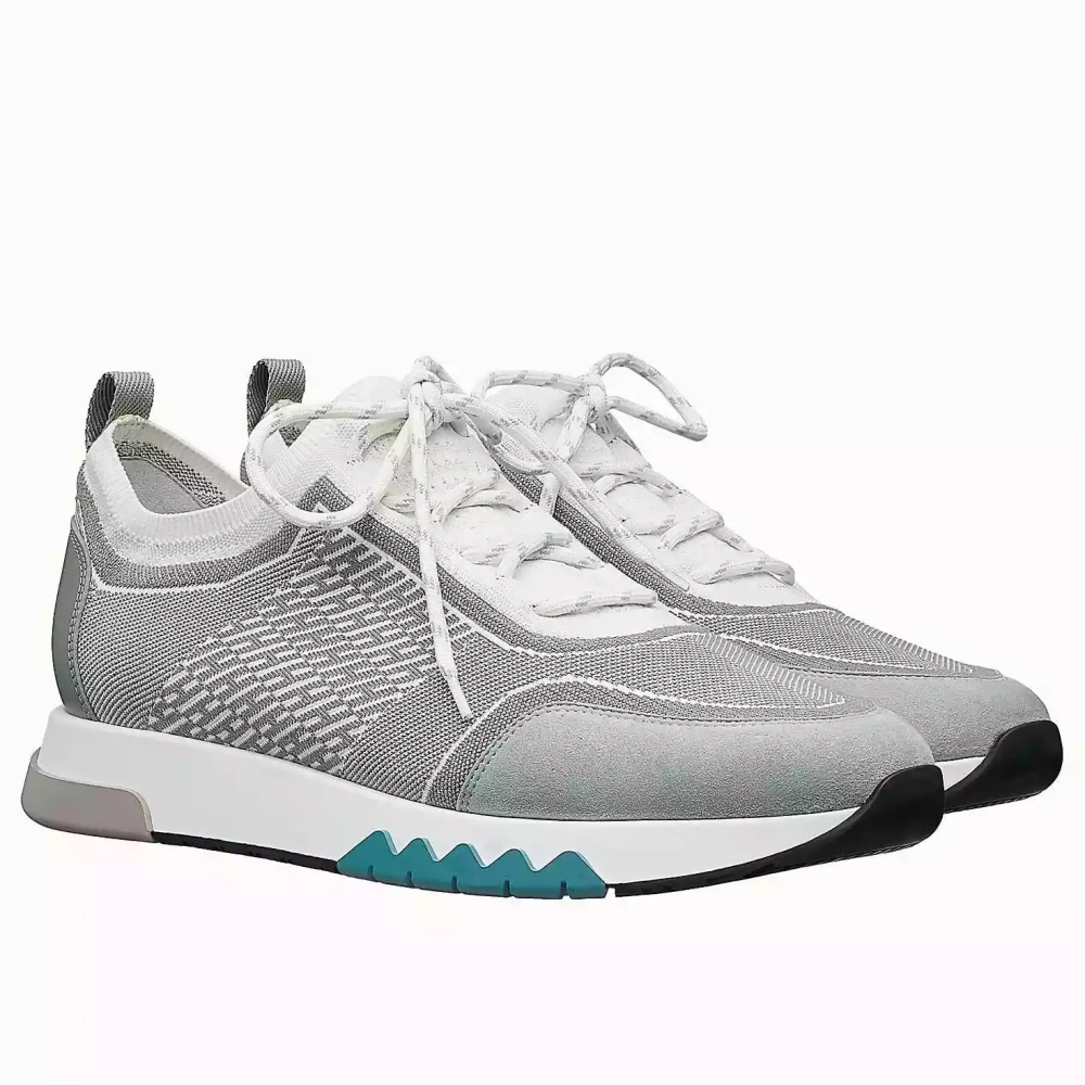 Hermes Men’s Addict Sneakers In Grey Knit – HM036