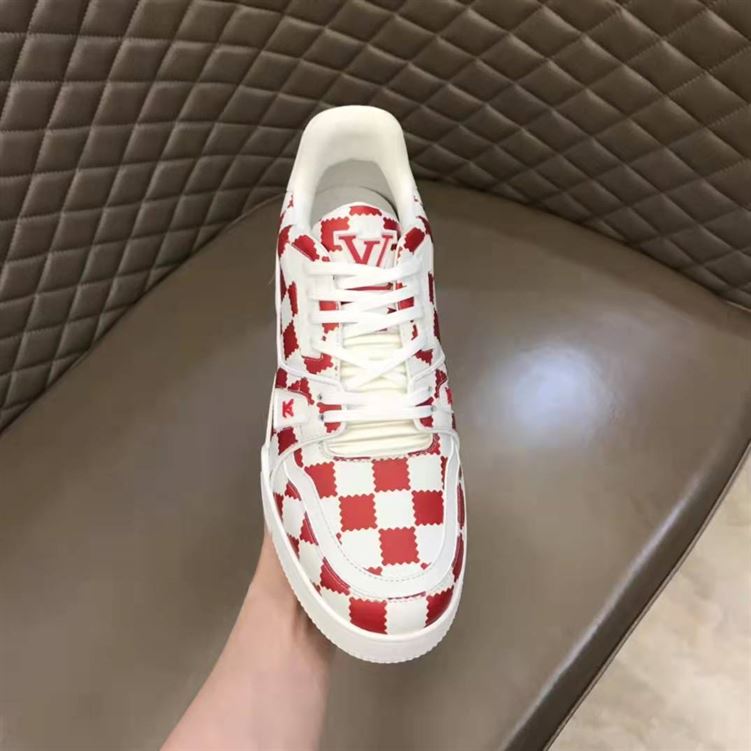 LOUIS VUITTON TRAINER SNEAKER RED WHITE DAMIER – LVS044